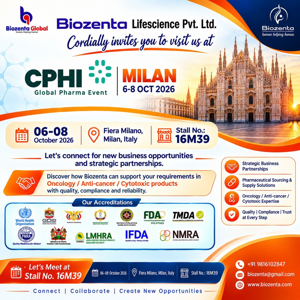 Biozenta Lifescience at CPHI Milan 2026